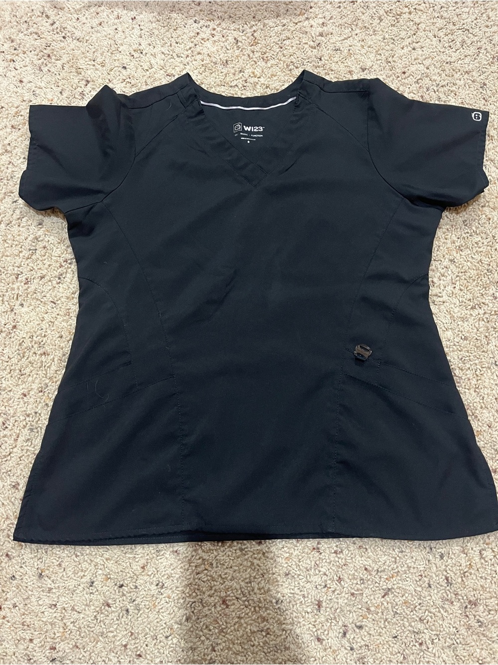Women's WonderWink Black V-Neck Short Sleeve Scrub Top
